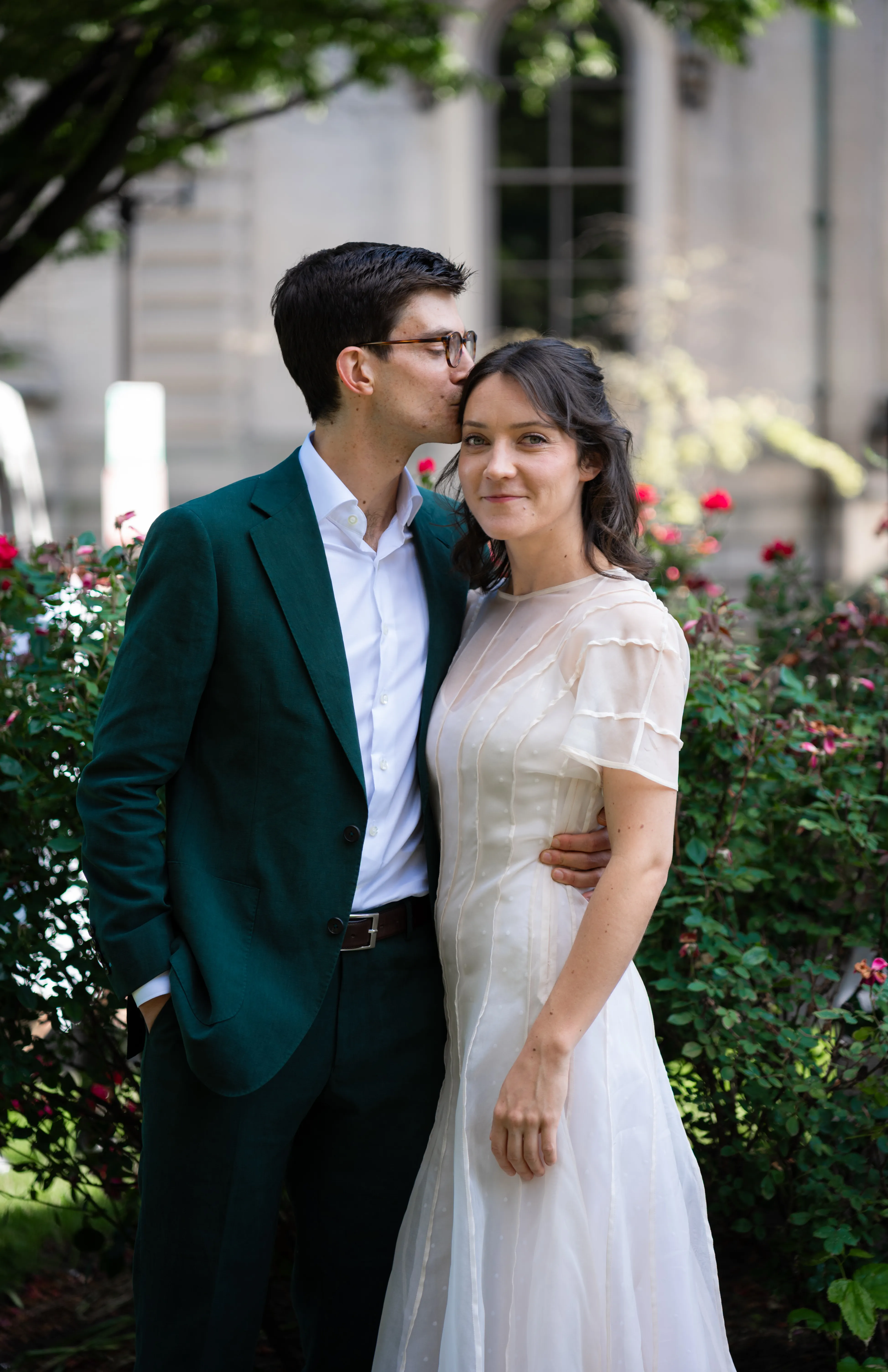 A couple smiling